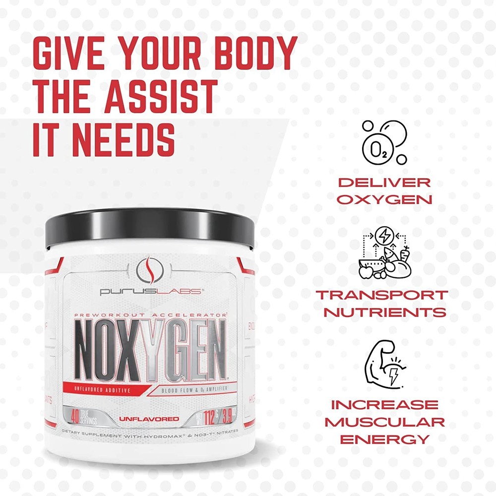 Purus Labs Noxygen - Unflavored Pre-Workout Accelerator, Nitric Oxide 40 Serving