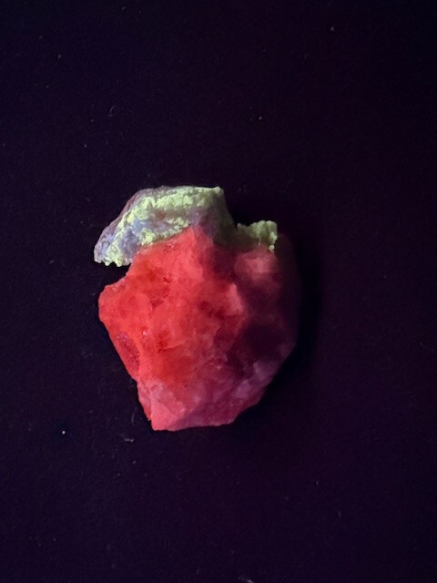 A++ FLUORESCENT AFGHANITE CRYSTAL ON CALCITE, AFGHANISTAN