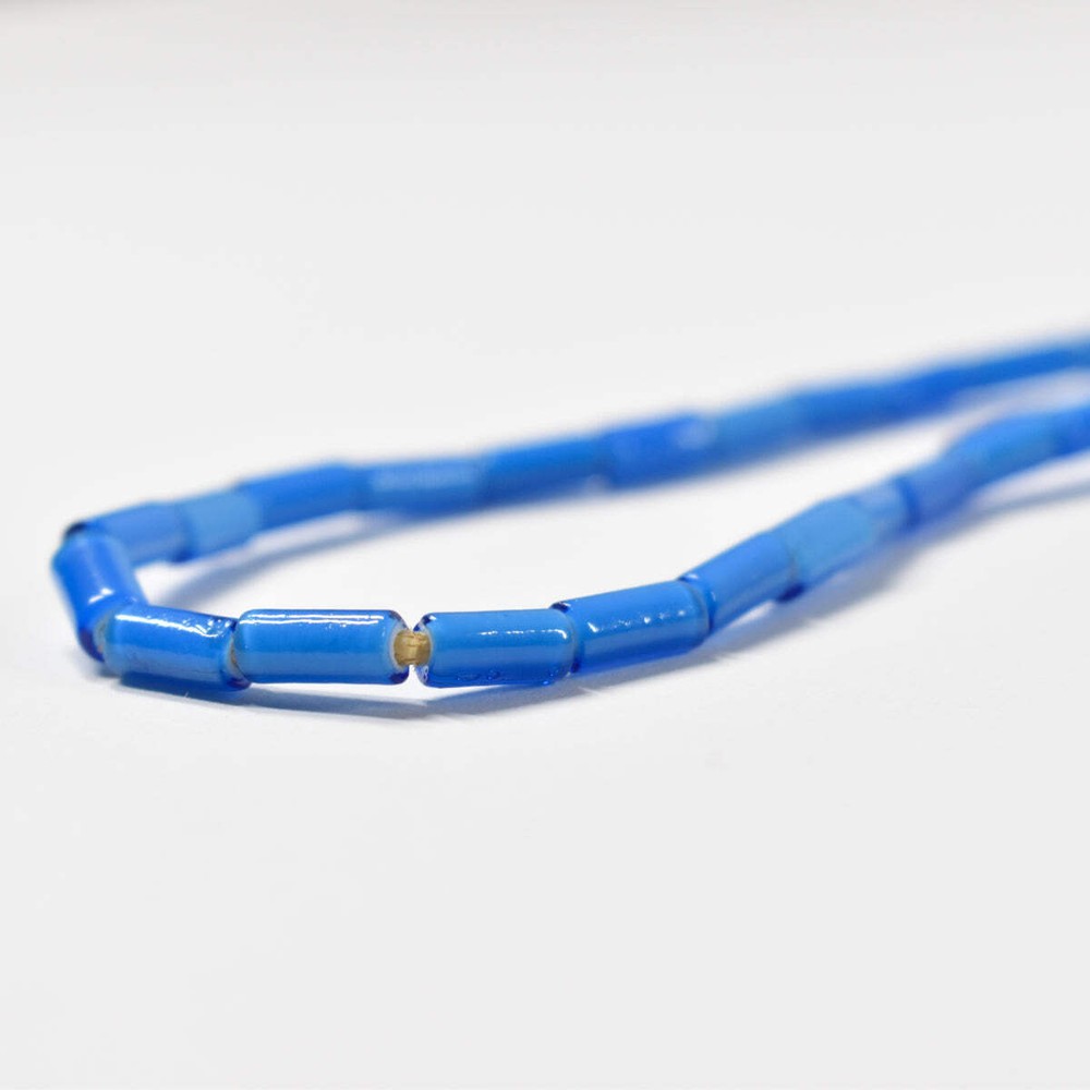 Cylindrical Translucent Blue Trade Beads Czech Mint