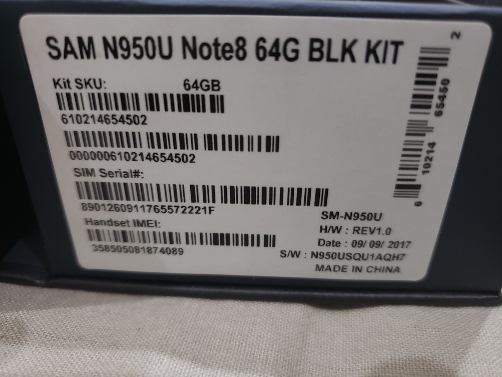 Note 8 t-mobile 64GB Box only Samsung **NO PHONE**