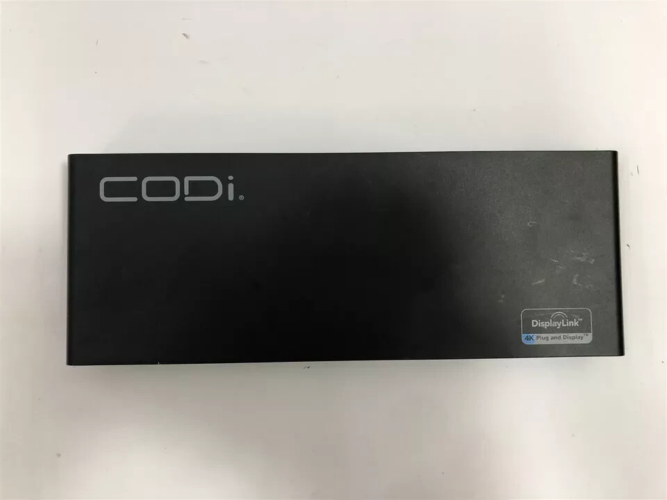 Codi A01200 USB-C Dual 4K Universal DisplayLink Docking Station w AC Adapter
