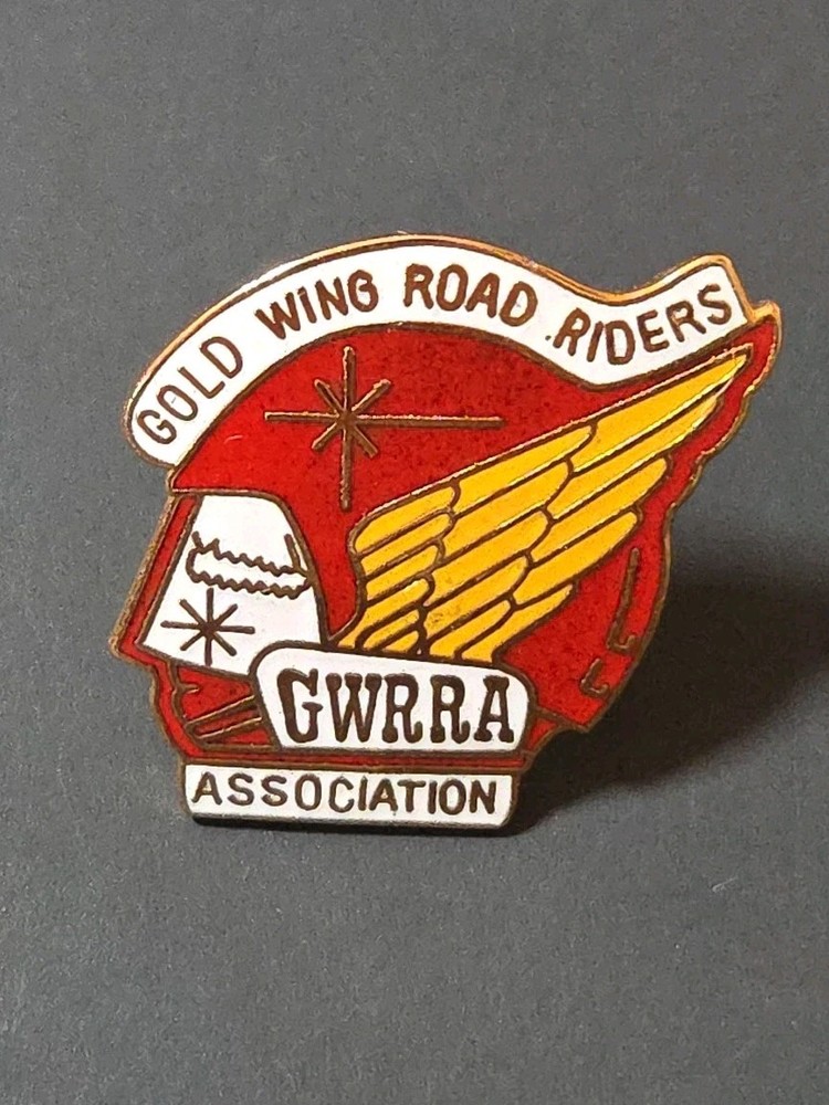 Vintage GWRRA Gold Wing Motorcycle Enamel Pin Wire Loop Back 1.25"