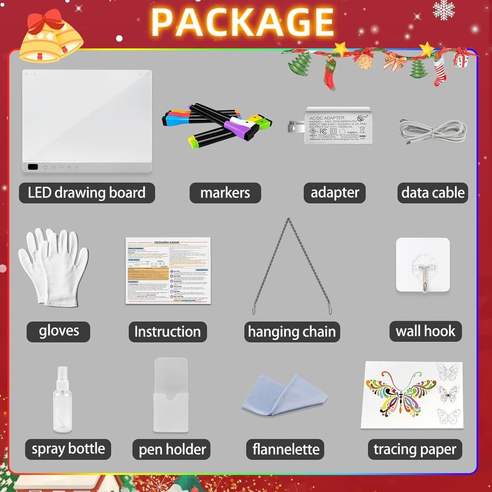 Led Drawing Board with 13 Light Effects, 16" Glow LED Noteboard with Colors