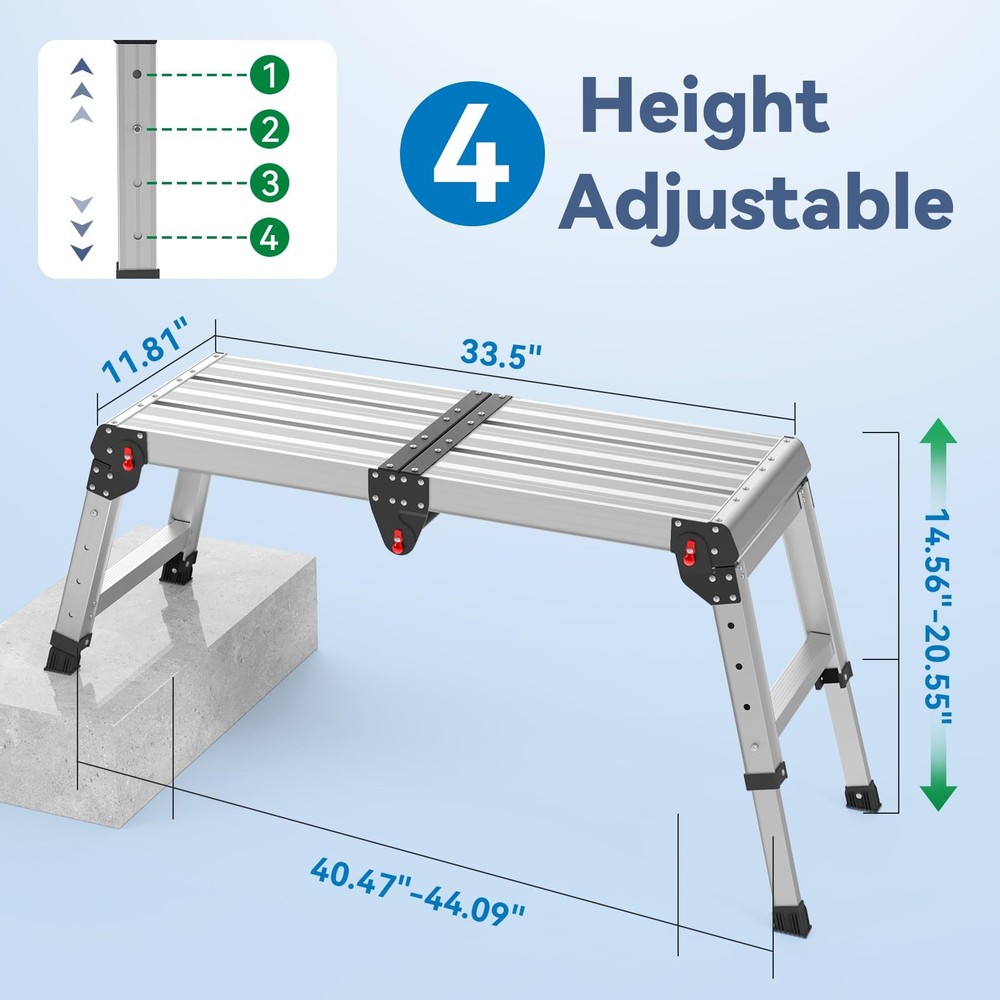 Loyoda Work Platform 500 Lbs, Folding Step Stool with Larger Black, Black