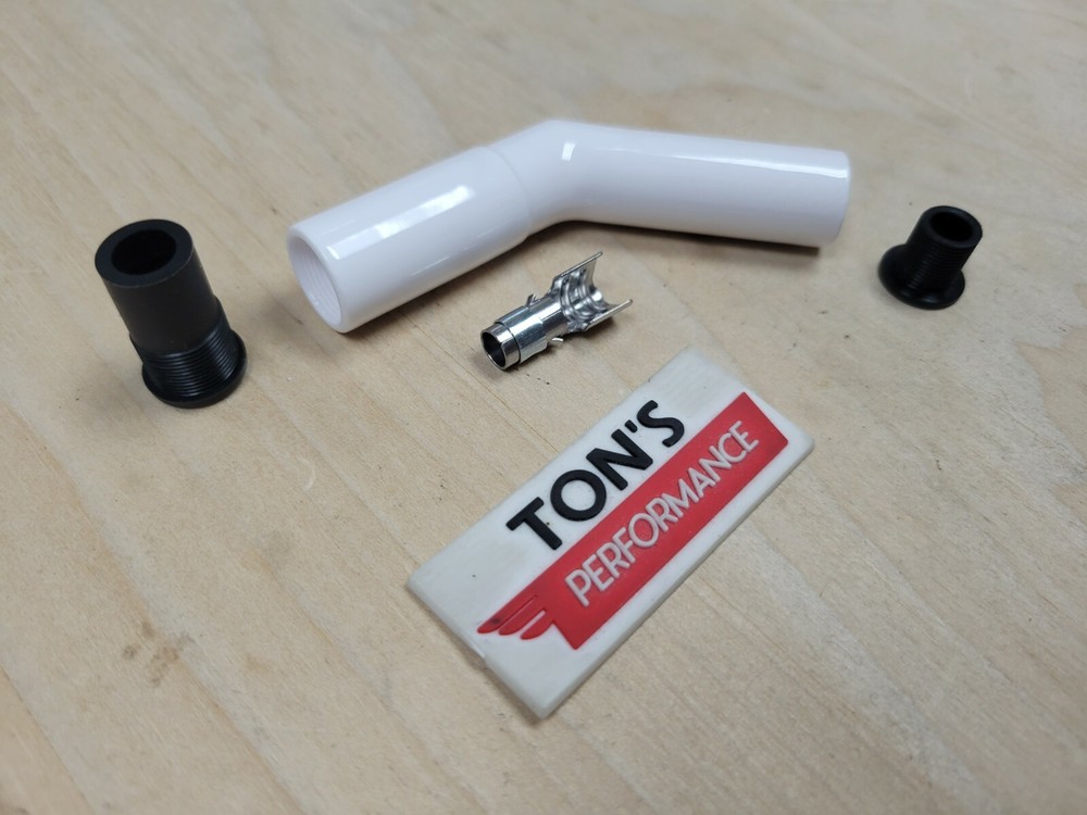8mm White Ignition High Temp Ceramic Spark Plug Wire Boot Terminal Kit 45-Deg