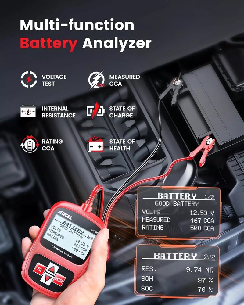 ANCEL BST200 Car Battery Tester Bad Cell Load Test Digital Analyzer Tester Tool