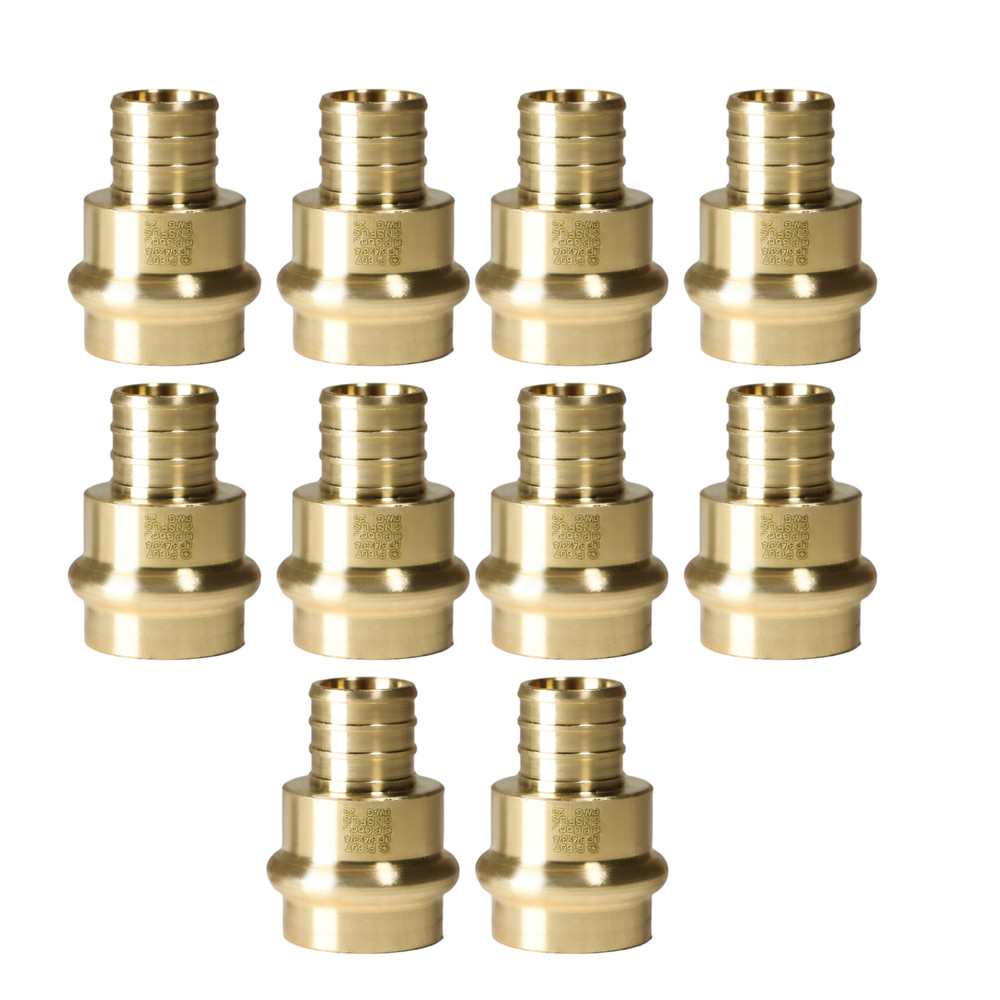 10 Pack XFITTING 3/4" Press x 3/4" Pex B Coupling, Press Fit, Lead Free Brass