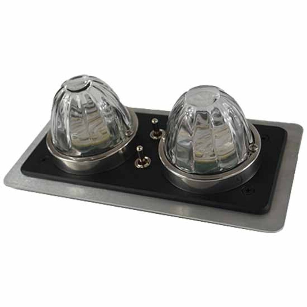 2 Glass Watermelon Map Light W/ Black Rectangular Base For Peterbilt 379