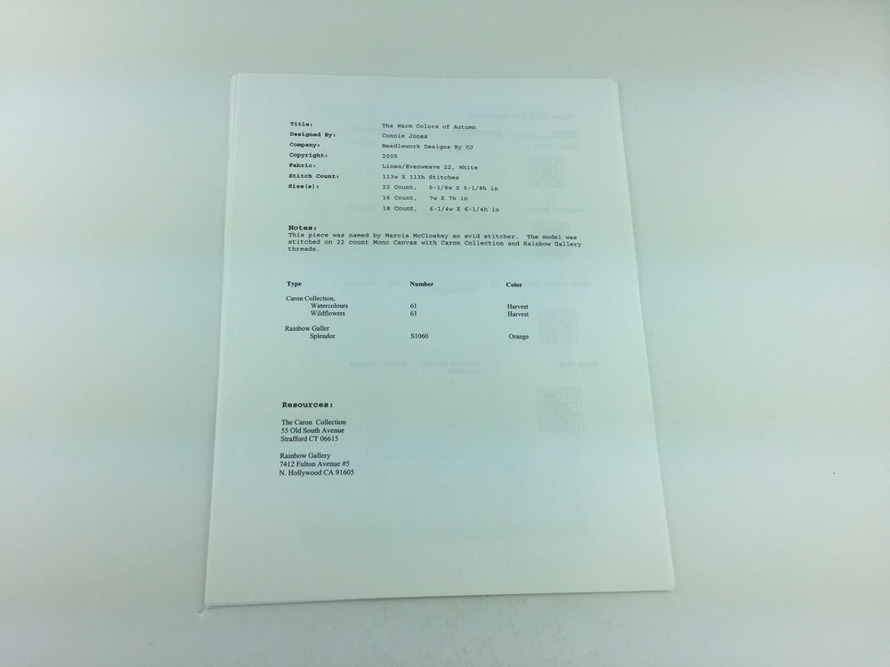 Needlework Designs By CJ Warm Colors Of Fall Needlepoint Pattern