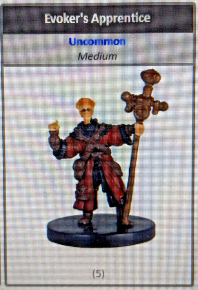 D&D miniatures Harbinger EVOKER's APPRENTICE #05 with stat card (NIB)