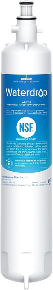 Waterdrop Refrigerator Water Filter, Replacement for GE® RPWFE WITH CHIP (1)