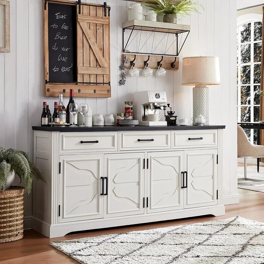 66" Large Buffet Sideboard Cabinet with 4 Doors 3 Drawers, Buffet Table Elegant
