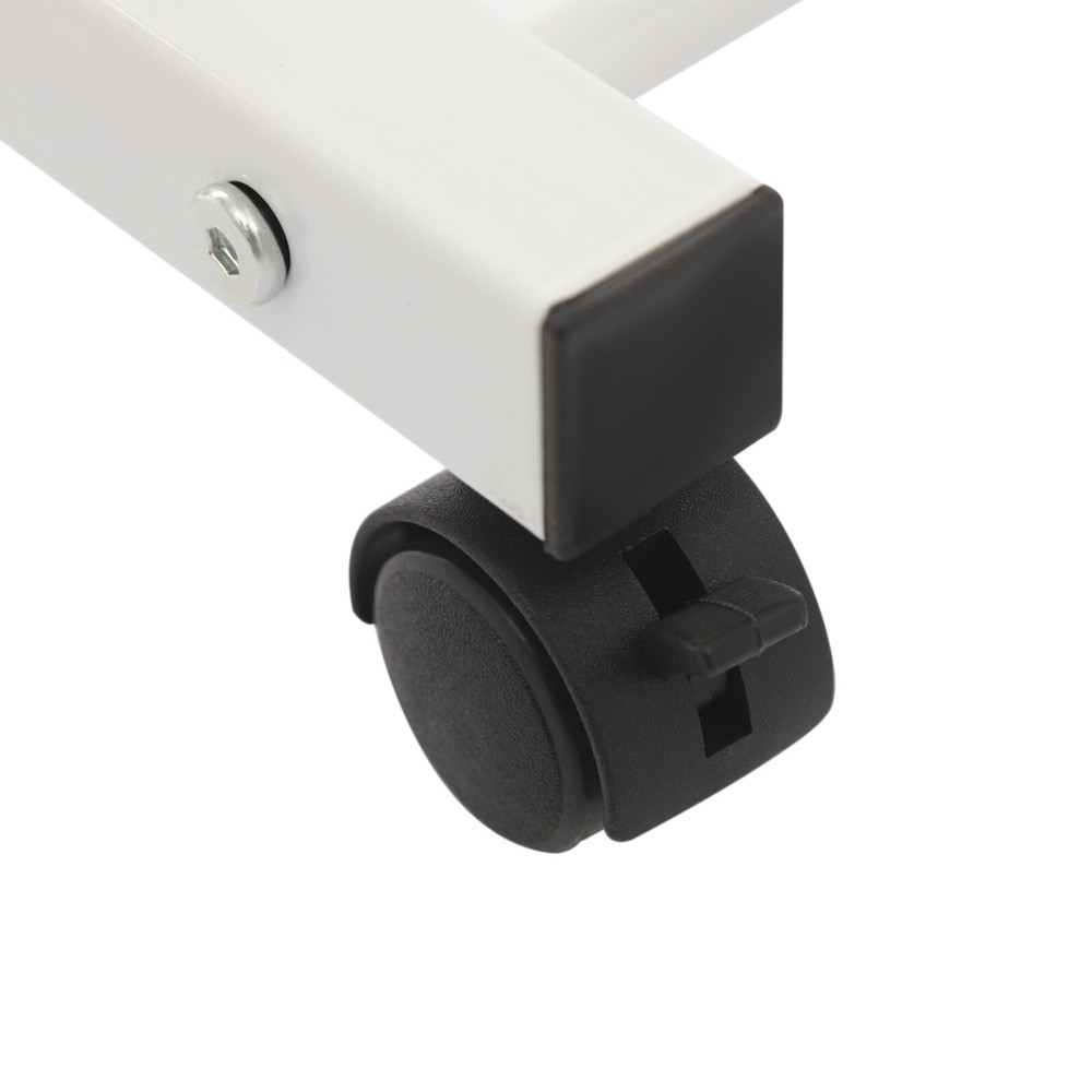 2 Tiers Adjustable Bed Side Table Thickened Mobile Standalone Table w/ Wheels