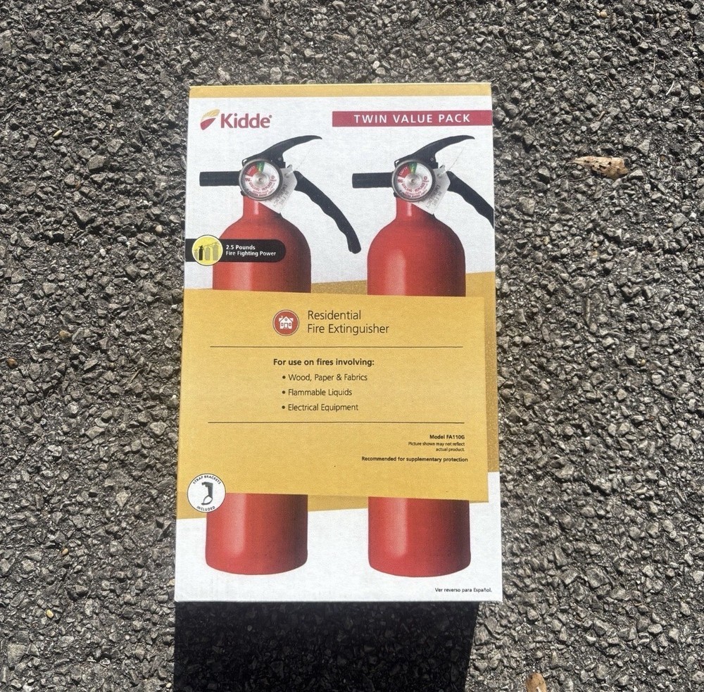 Fire Extinguisher Multi Use Home Office Shop Emergency 1-A:10-B:C Kidde 2 Pack