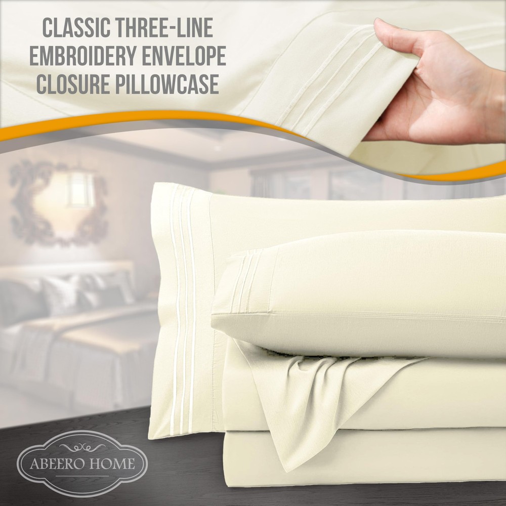 Queen Sheet Set - Luxury Hotel Bed Sheets - Soft Cooling Sheets with Elastic ...