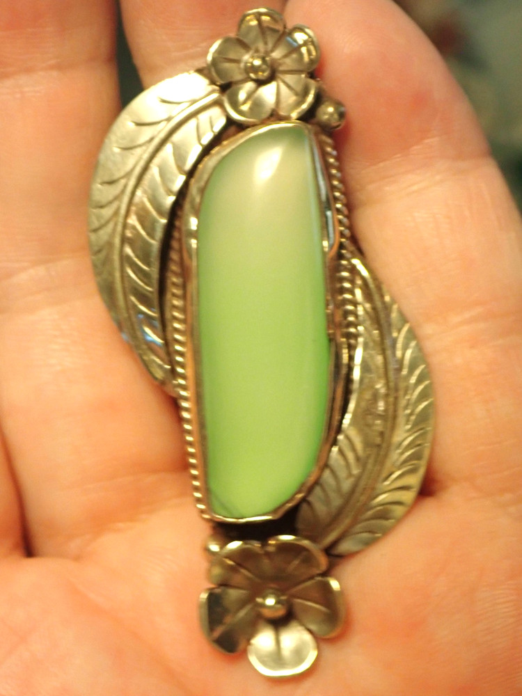 Chalcedony in Tibetan Silver Ring Adjustable
