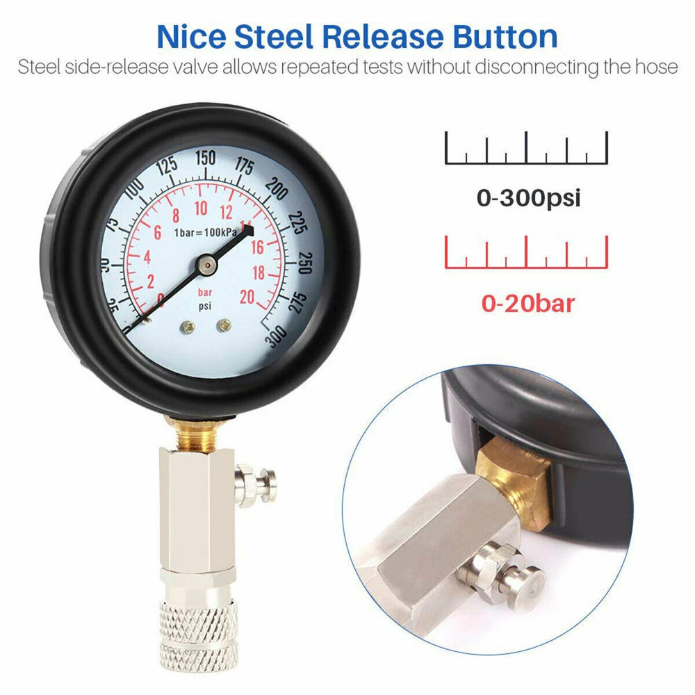Engine Cylinder Compression Gauge Tester Kit Gas Engine Diagnostic Testing Tool