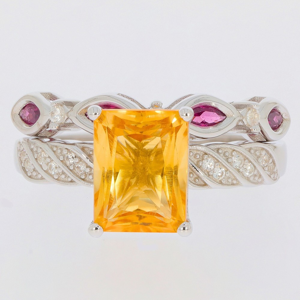 2 Pieces Set Sterling Silver Semi Mount Ring Setting Emerald OCT 9X7mm