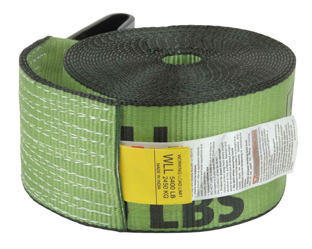 (4 Pack) 4" x 30' Winch Strap with Flat Hook - Green Flatbed Tie Down