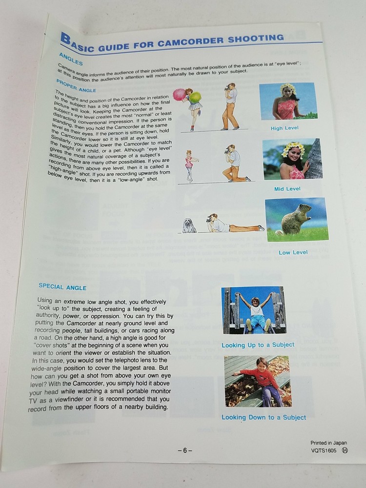 Basic Guide For Camcoder Shooting   VQTS1605 VQTS1605