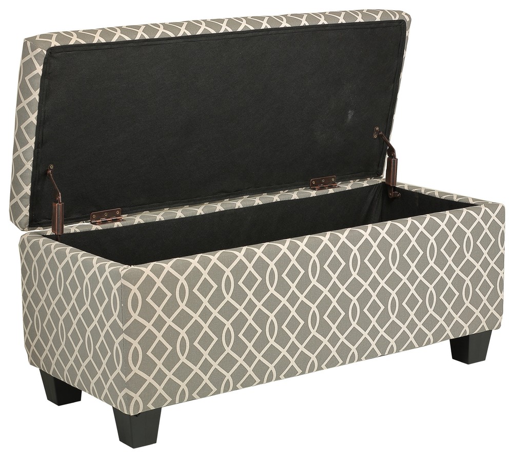 Cortesi Home Kiki Upholstered Storage Ottoman, Grey Pattern