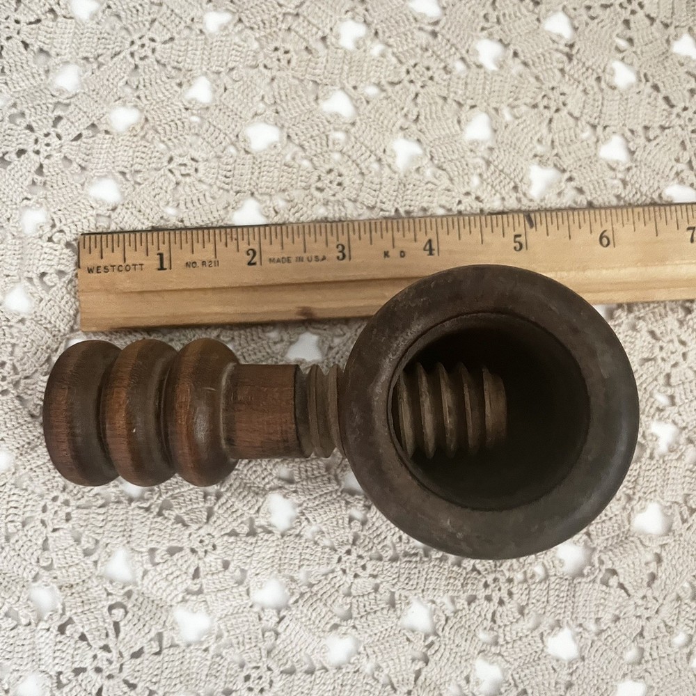 Vintage Nutcracker Wooden Primitive Corkscrew Walnut