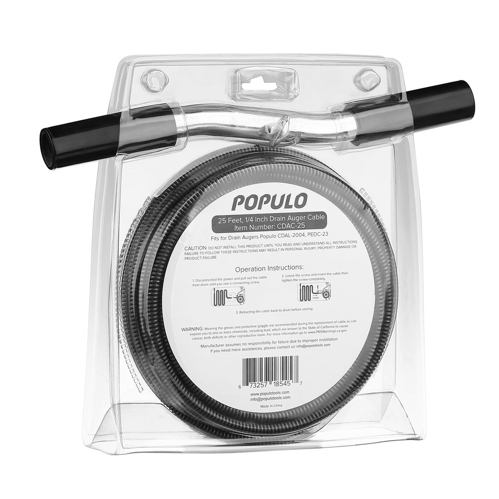 POPULO 25FT Replaceable Cable, Compatible with Electric Drain Silver