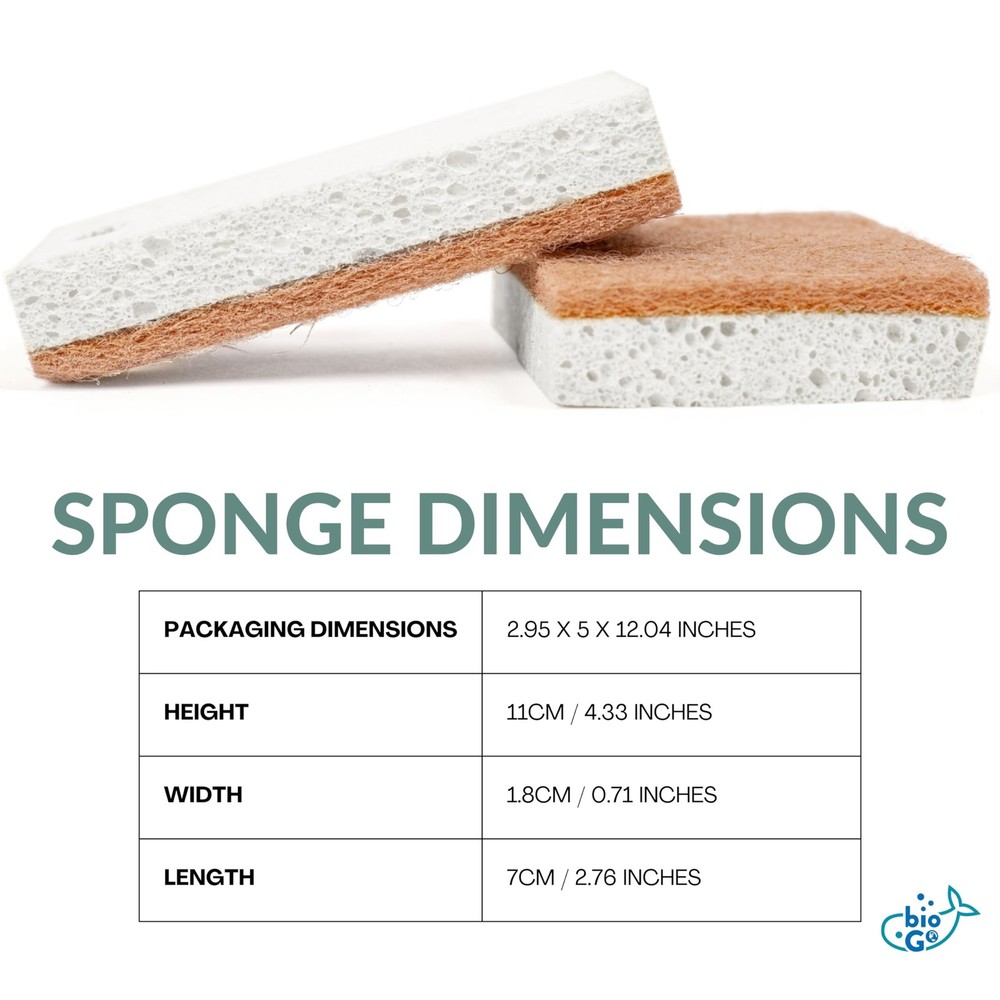 bioGo White 12 Pack Biodegradable Kitchen Sponge - Eco-Friendly, Compostable,...