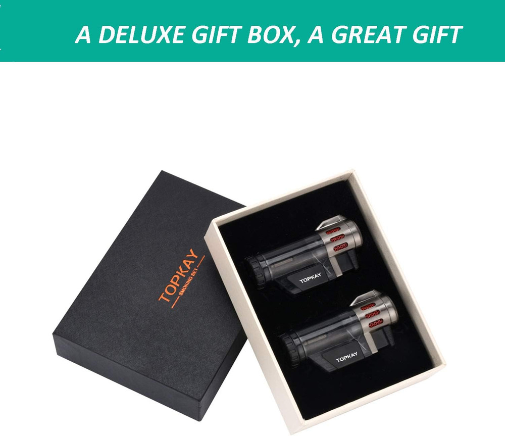 Cigar Lighter Triple Jet Flame Butane Torch Lighters Windproof Butane Refillable