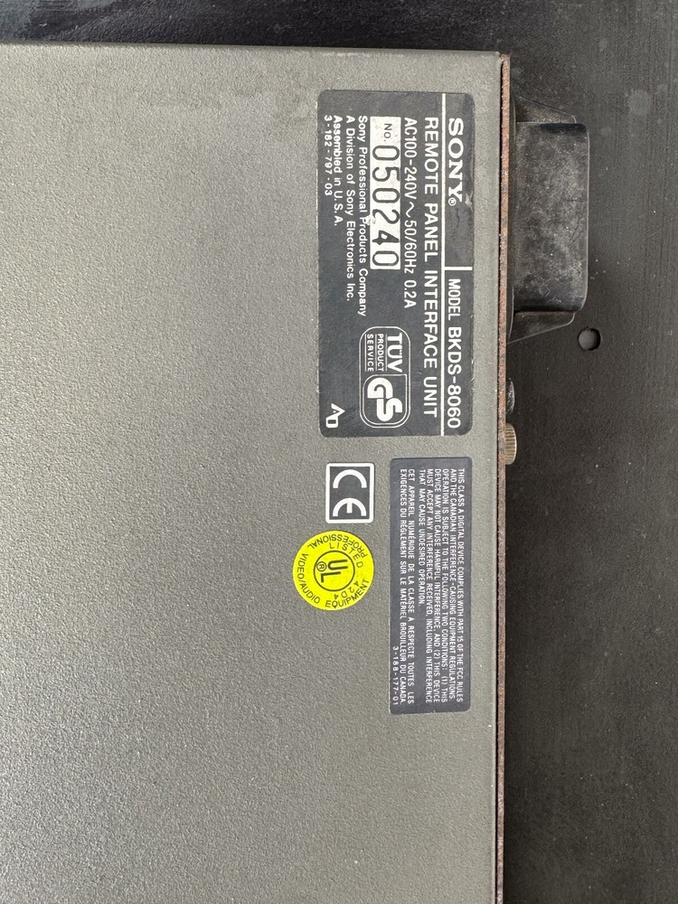 SONY Switcher Control DVS-8000C & Model BKDS-8010 Switcher Panel