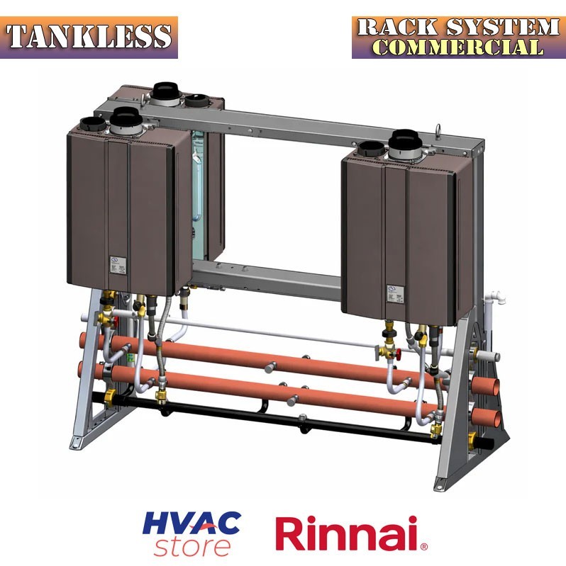 Rinnai Commercial Rack System 3 Unit Tankless Water Heaters Freestanding