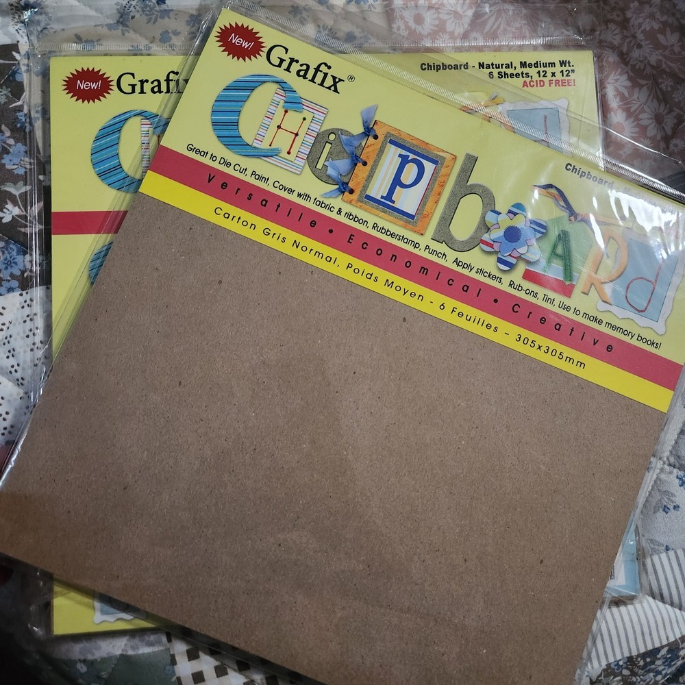 Grafix Chipboard Medium Weight 12x12 6 Sheets 2 Packs