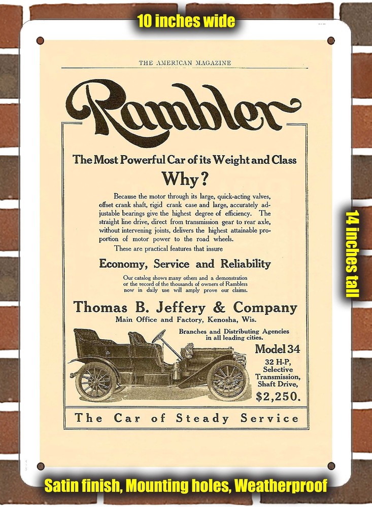 Metal Sign - 1908 Rambler Vintage Ad 01