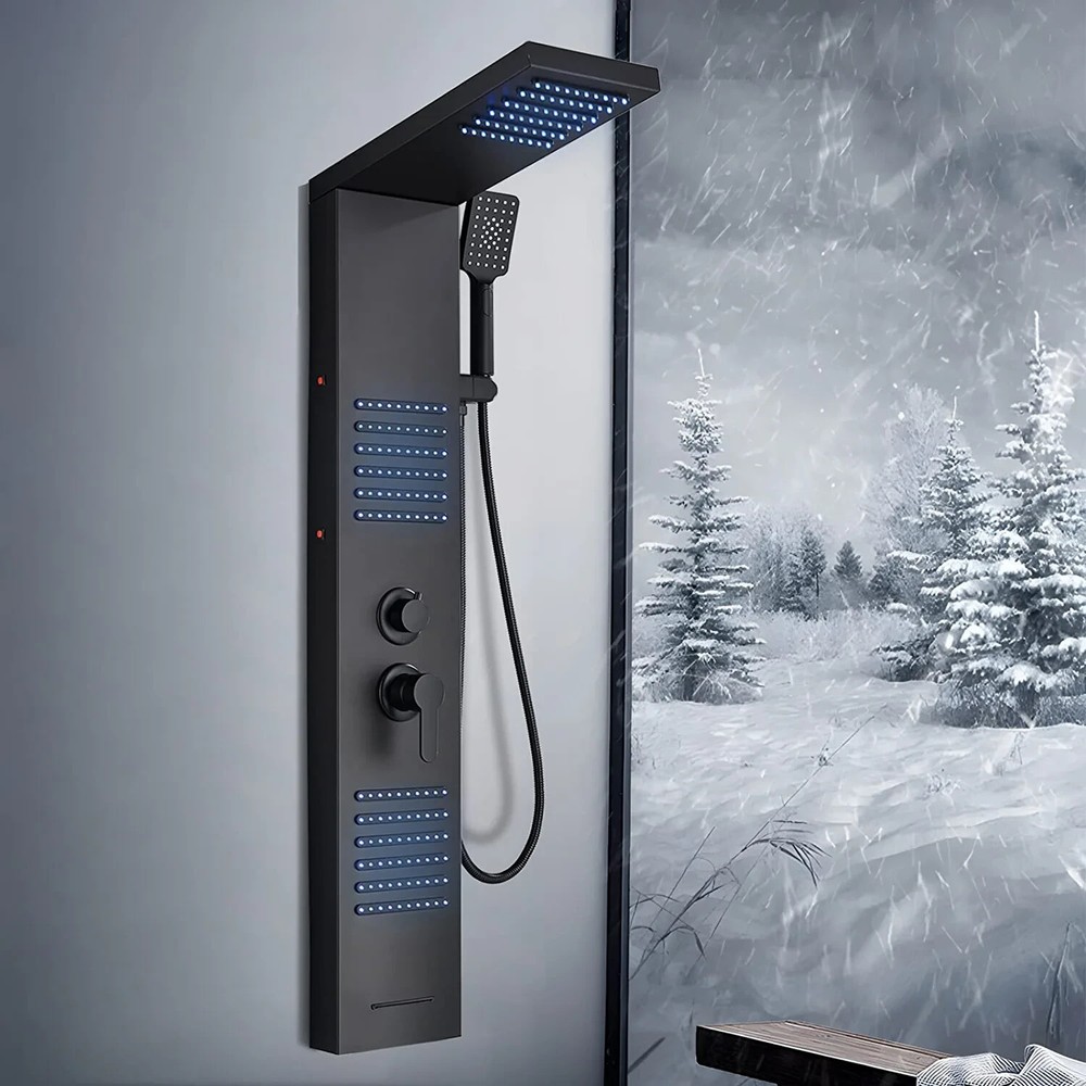 LED Shower Panel Tower System Rainfall Head Massage Shower System Body Jet