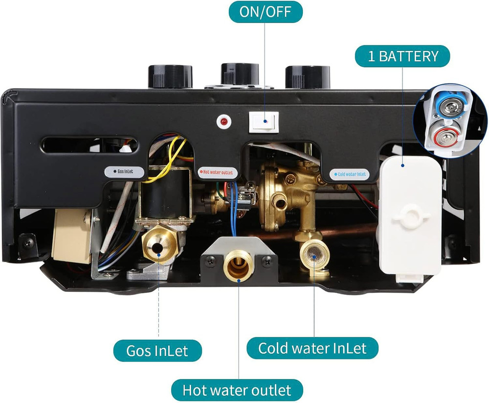 Tankless Water Heater 4.21GPM 16L Instant Propane Water Heater Outdoor Portable