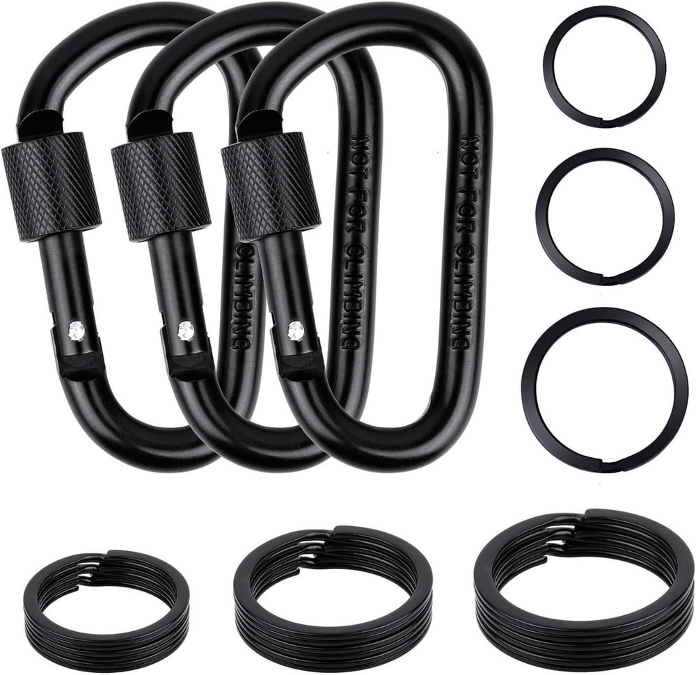 Locking Carabiner D Ring Clips With Flat Key Ring Durable