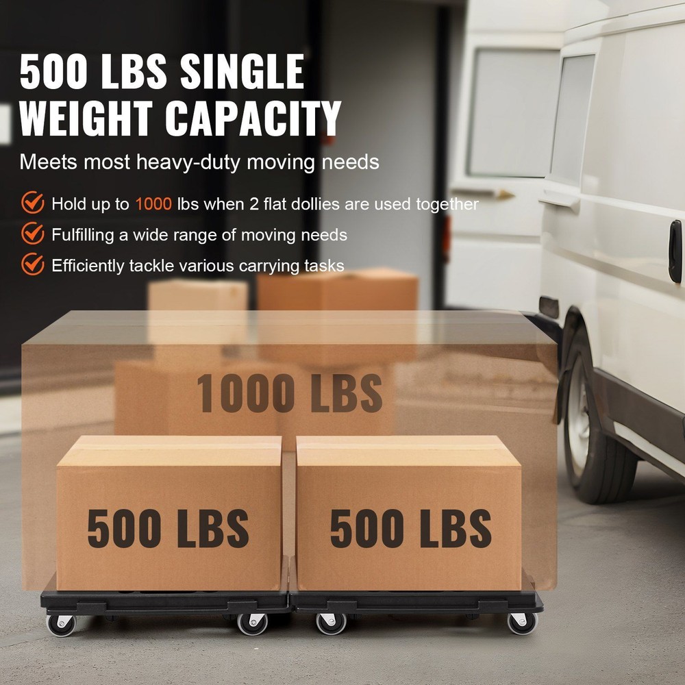 Portable Moving Rollers 4 Wheels Heavy Duty Small Flat Dolly Cart w/Interlocking
