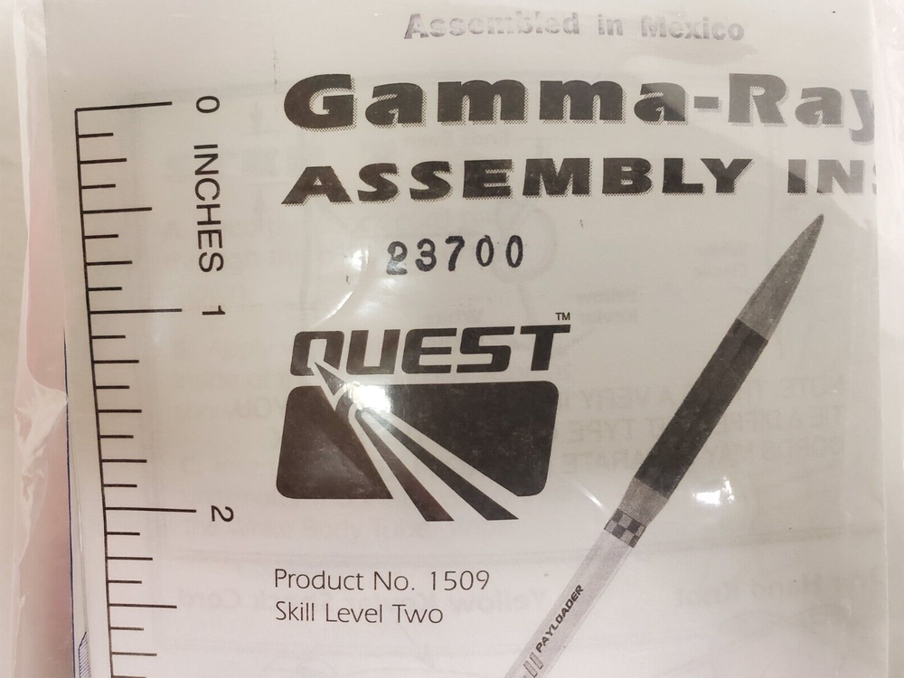 Quest #1509 "Gama-Ray II" Payloader Flying Model Rocket Kit Mint Sealed Package