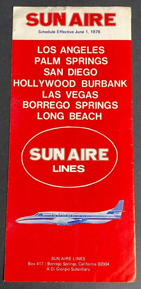 SUN AIRE Timetable Effective June 1, 1978