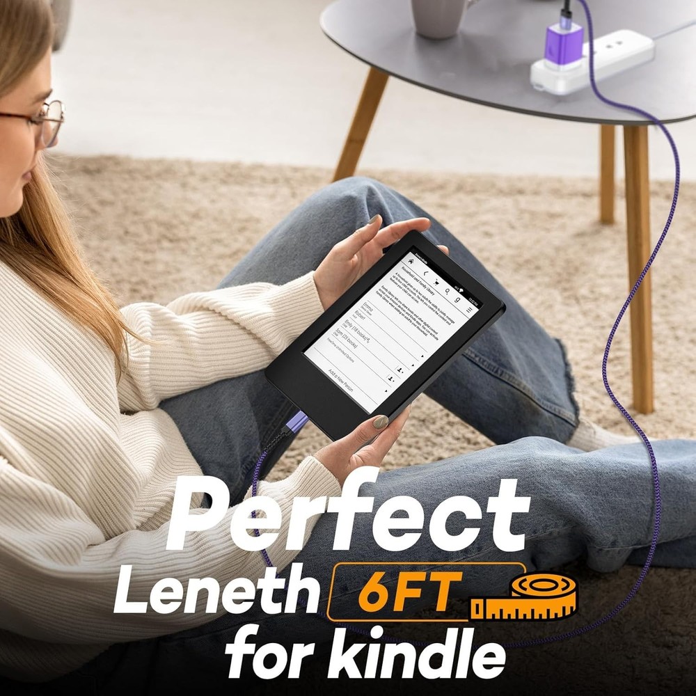 Durable 6FT Amazon Kindle Cable - Fast Charge Micro USB for PS4 Controllers