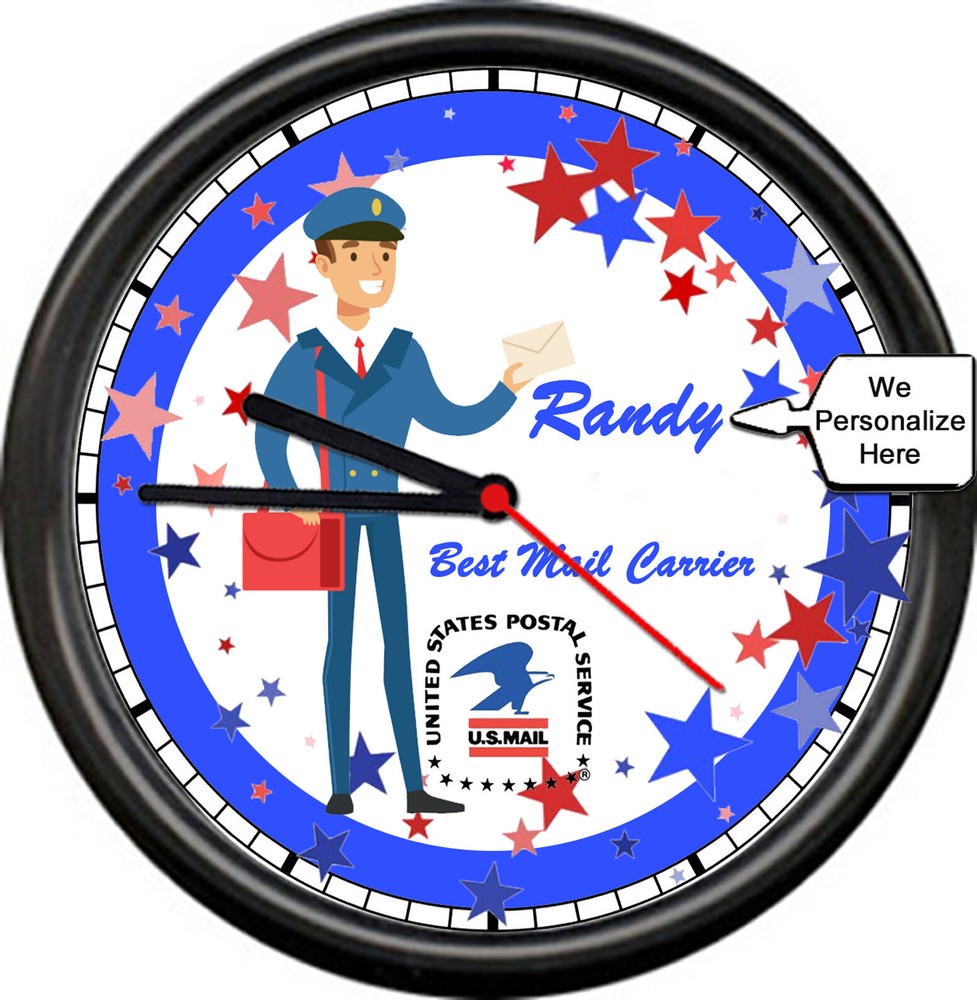 Mailman Postal Worker Best Carrier Gift US Post Office Delivery Sign Wall Clock