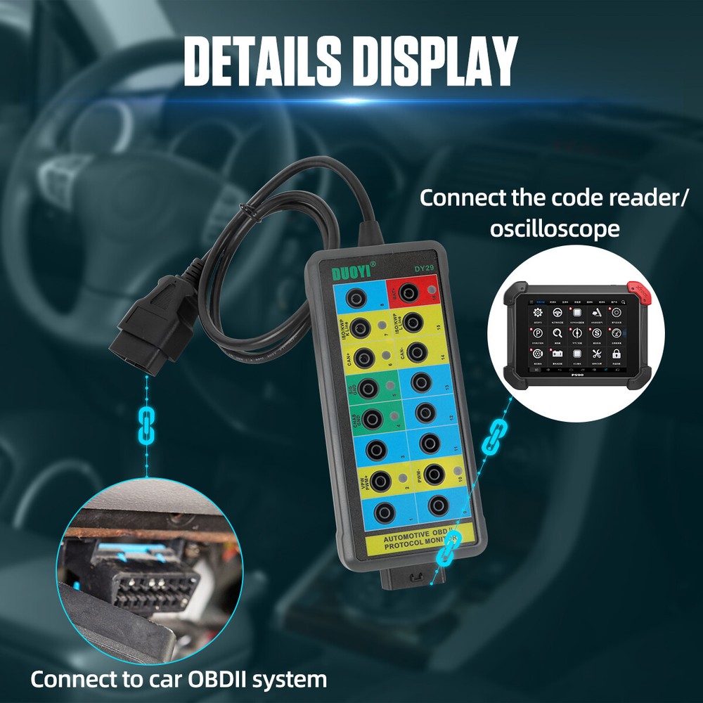 OBD2 Breakout Box Powerful OBDII Protocol Detector Access Scan Tool Car CAN Test