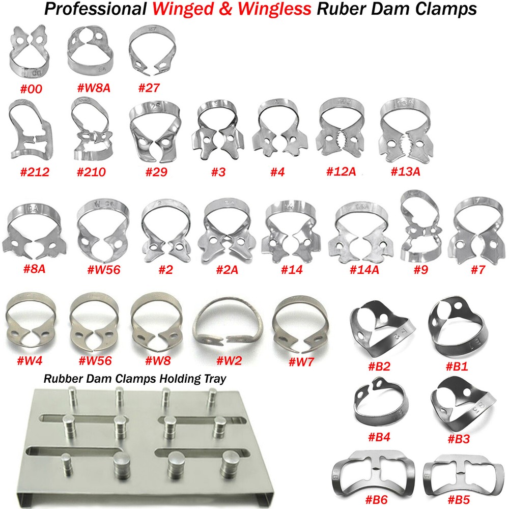 Endodontic Rubber Dam Clamps Premolar Retainer Retractor Winged Wingless Clamp