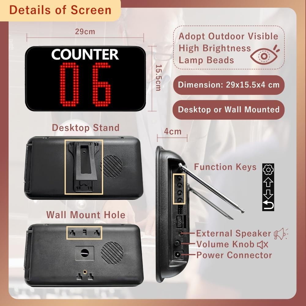 Take a Number System Wireless Queue Call System Show 2-Digit Counter Number