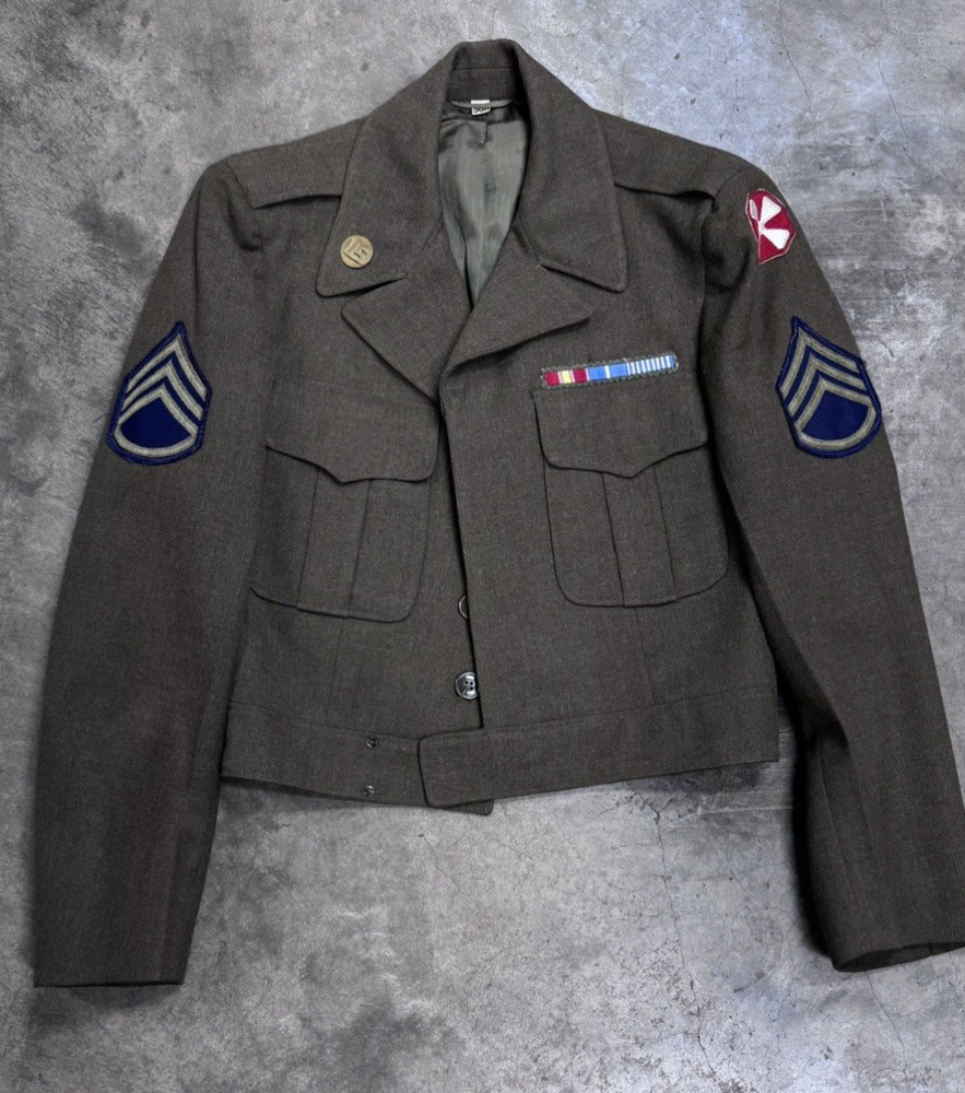 Korean War US Ike Jacket 8th Army Patch Thread Ribbon Bar Laundry Tag Mint