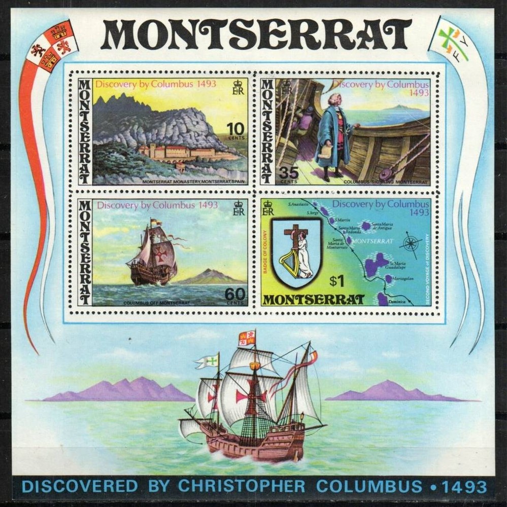 Montserrat Stamp 295a  - Montserrat discovery by Columbus