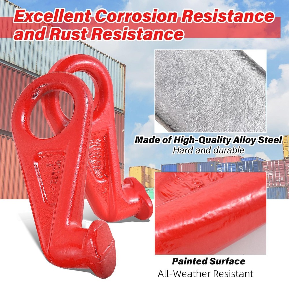 Shipping Container Lifting Hooks, 12.5T Working Load Limit, Left & Right 45°