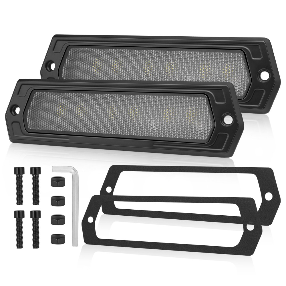 Rear Bumper Flush Mount LED Pods 2Pcs 8" Work Scene Light Pods Reverse Driving