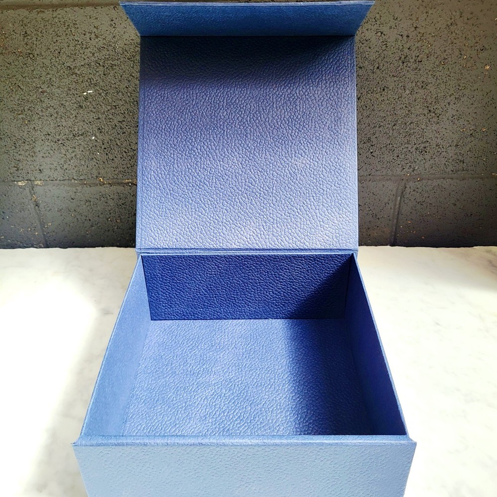 DIOR Foldable Gift Box Navy and Silver 8.25" x 8.5" x 3.5"
