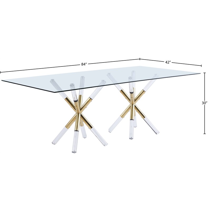 Meridian Furniture Mercury Rectangular Tempered Glass Top Dining Table